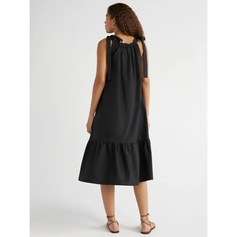 Free Assembly Women's Sleeveless Tie Shoulder Midi Dress with Pockets, Sizes XS-XXL | Walmart (US)