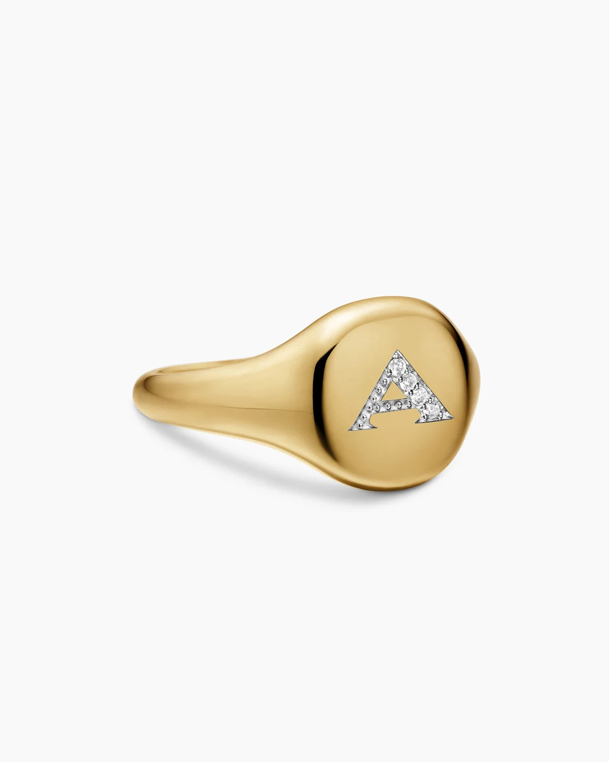 David Yurman | DY Initial Pinky Ring in 18K Yellow Gold with Diamonds, 9.8mm | David Yurman