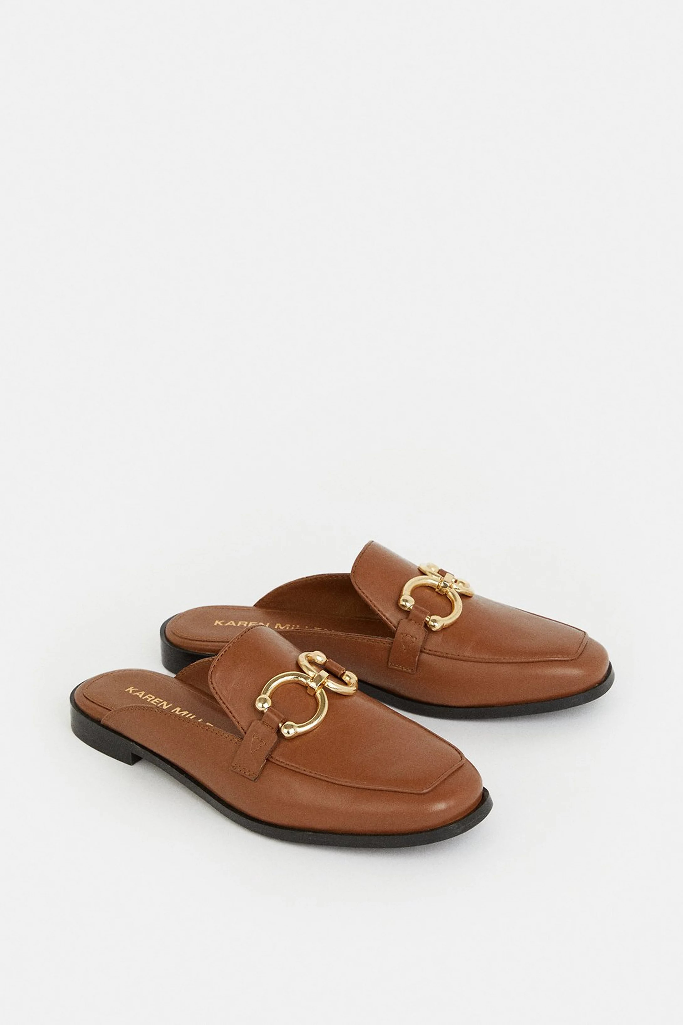 Leather Open Back Slip-On Loafer | Karen Millen UK + IE + DE + NL