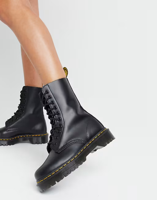 Dr Martens 1490 10 eye bex boots in black | ASOS (Global)