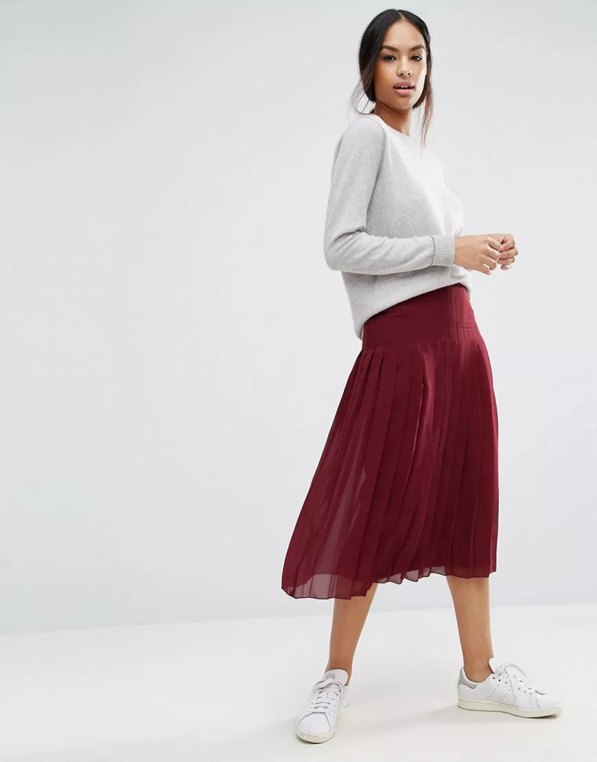 Asos design pleated midi skirt in jersey clearance crepe