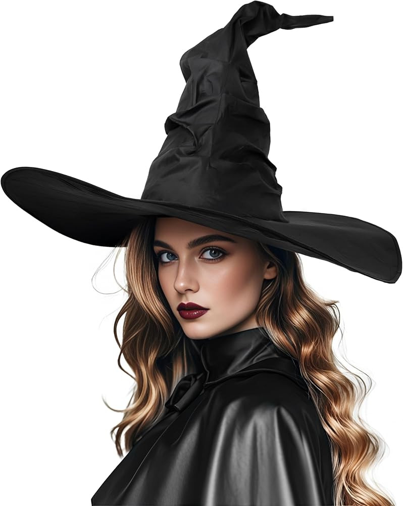 Halloween Women's Black Witch Hat Oversized Witches Hats Wide Brim Party Accessory | Amazon (US)