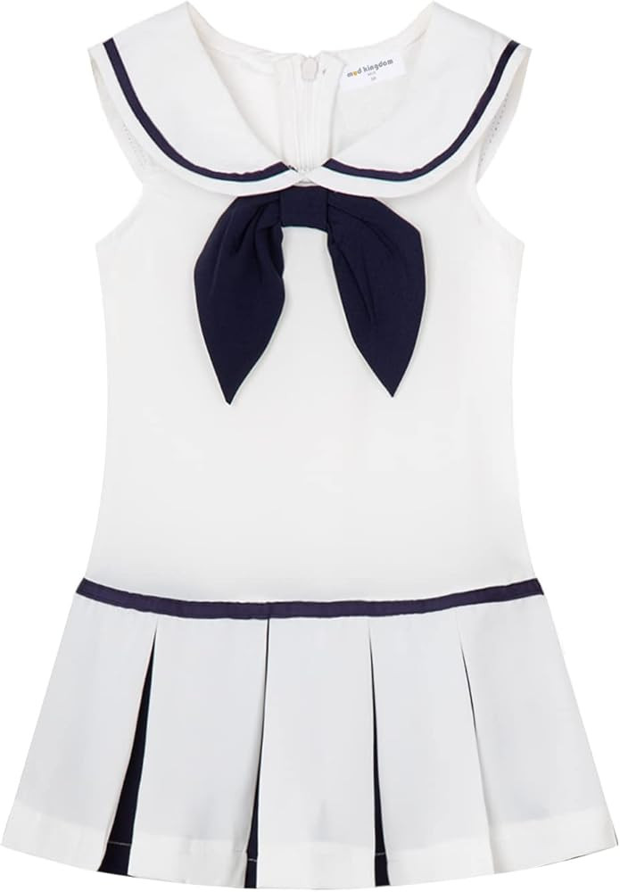 Mud Kingdom Little Girls Nautical Sailor Dress Summer Sleeveless Pleated School Uniform | Amazon (US)