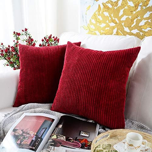 MERNETTE New Year/Christmas Decorations Corduroy Soft Decorative Square Throw Pillow Cover Cushion C | Amazon (US)
