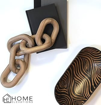 Acacia Wood Chain Link Decor- Natural Decorative Chain Links for Coffee Table Accessories, Book S... | Amazon (US)