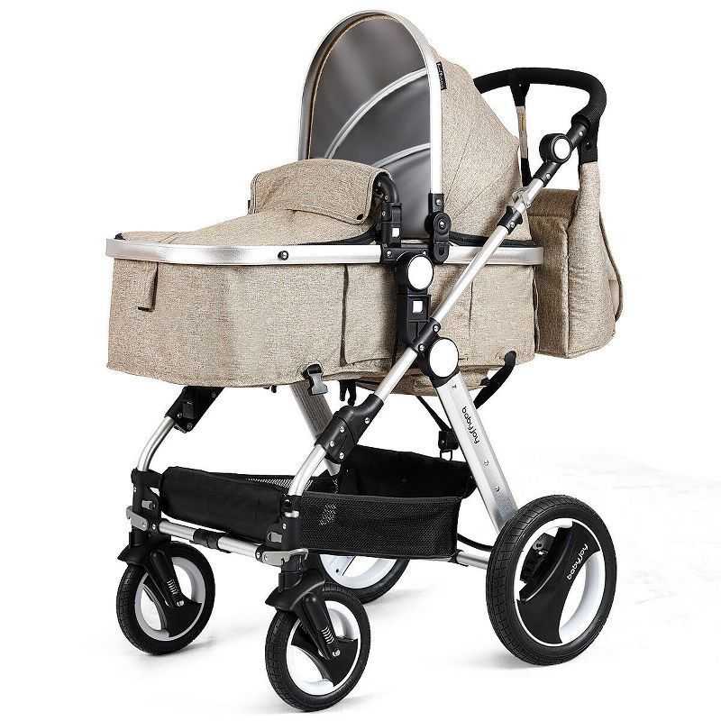 Costway Folding Aluminum Infant Baby Stroller Kids Carriage Pushchair w Diaper Bag Khaki | Target