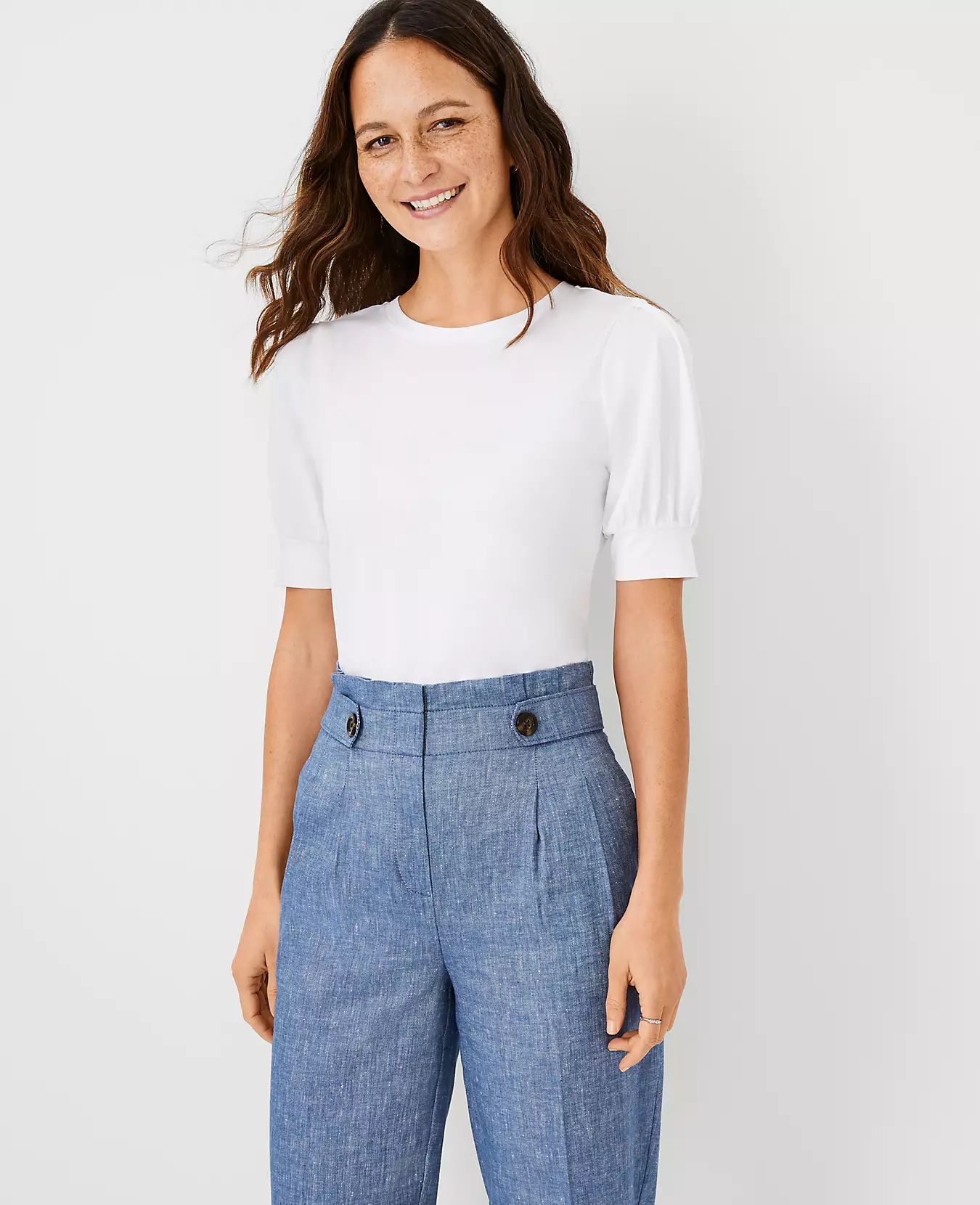 Puff Sleeve Pima Cotton Tee | Ann Taylor (US)