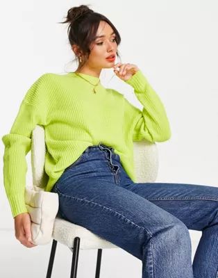 M Lounge slouchy ribbed sweater in acid yellow | ASOS (Global)