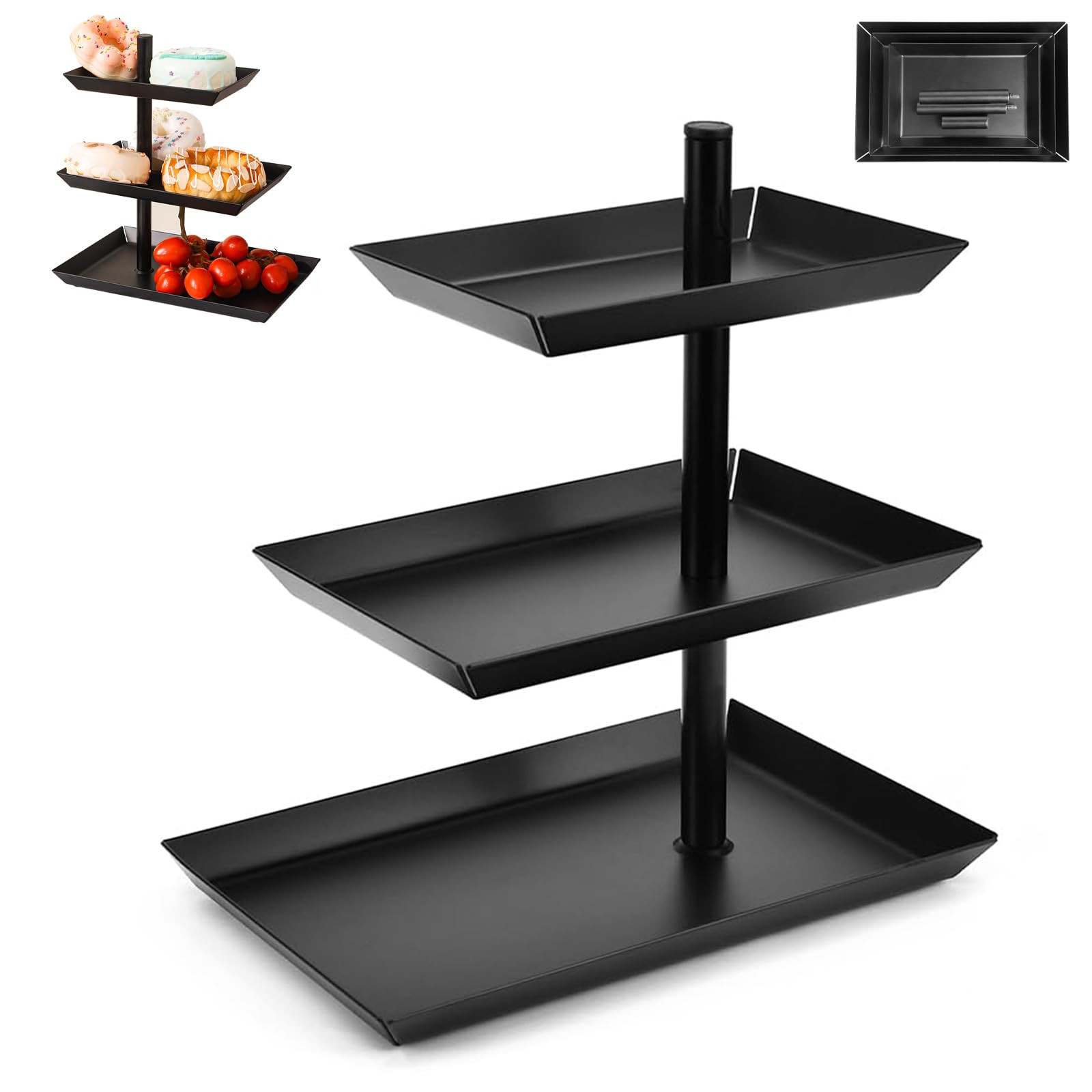 360°Drehbares Obstschale, Etagere 3 Etagen Obst, Verstellbarem Winkel Schwarz Drehbares Etagere,... | Amazon (DE)