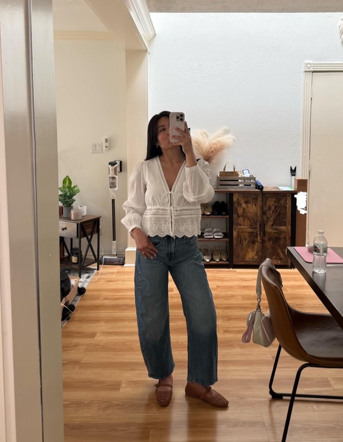 XS in top, 24 short in jeans

#LTKootd #LTKPetite #LTKSaleAlert