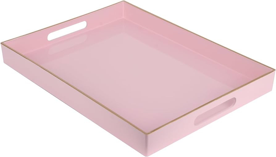 Sturdy Acrylic Serving Tray with Handles-15.7x11.8Inch, Morden Plastic Rectangular Serving Tray f... | Amazon (US)