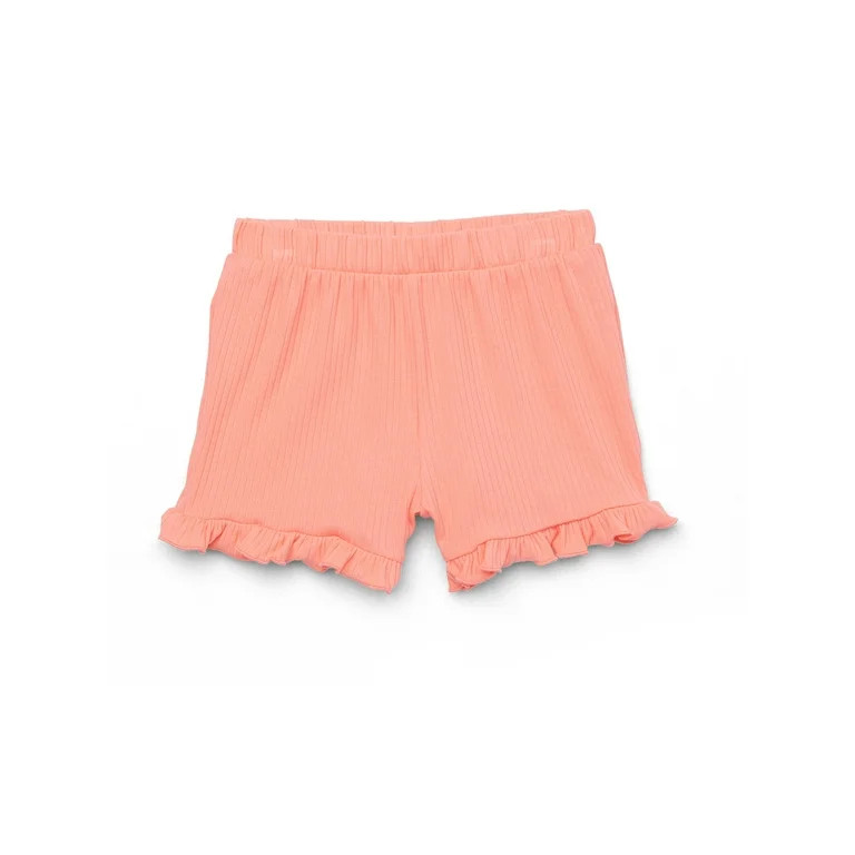 Garanimals Toddler Girl Ruffle Solid Rib Shorts, Sizes 18M-5T | Walmart (US)