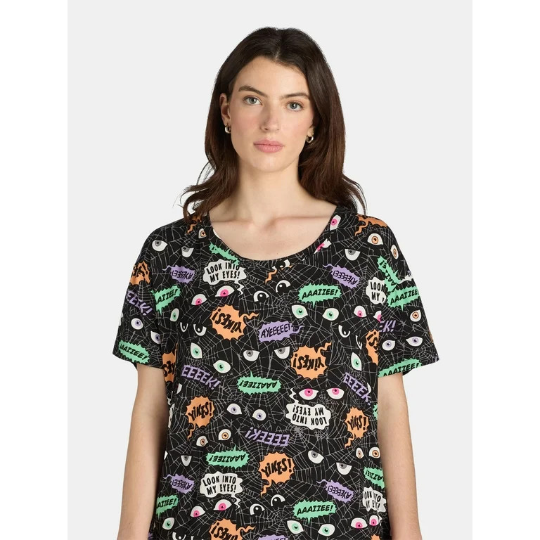 Women's Halloween Spider Sleepshirt Top by Way to Celebrate - Walmart.com | Walmart (US)