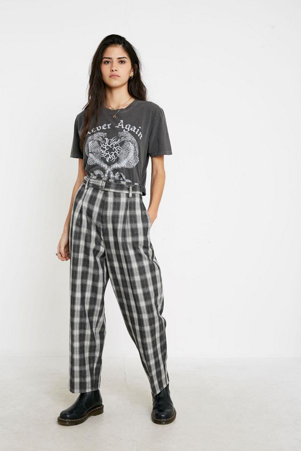 UO Plaid Belted Cocoon Pant | Urban Outfitters (US and RoW)