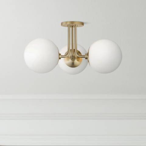 Mitzi Stella 18 1/4" Wide Aged Brass 3-Light Ceiling Light - #46M95 | Lamps Plus | Lamps Plus
