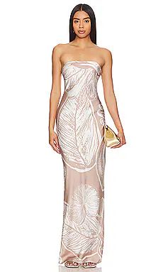 ROCOCO SAND Maxi Dress in Light Brown & White from Revolve.com | Revolve Clothing (Global)
