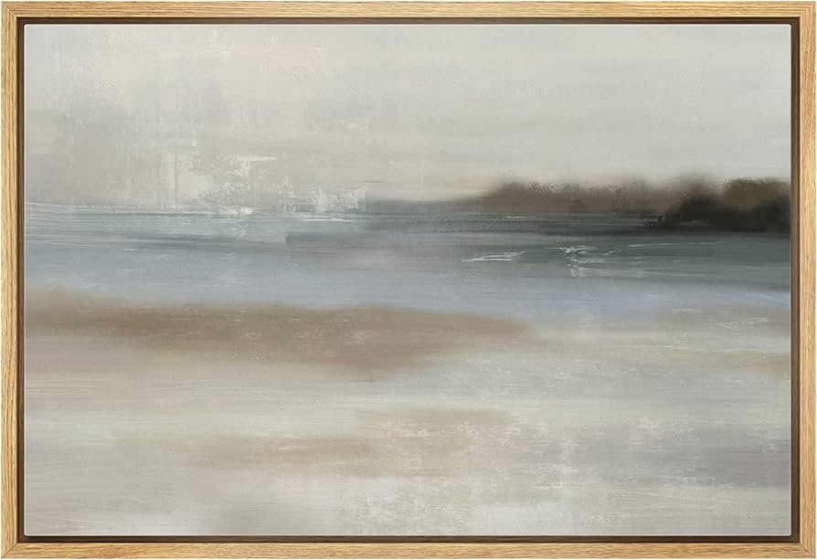 SIGNLEADER Framed Canvas Print Wall Art Pastel Gray Blue Watercolor Landscape Abstract Shapes Ill... | Amazon (US)