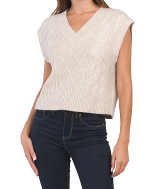 V-neck Cable Knit Vest | TJ Maxx