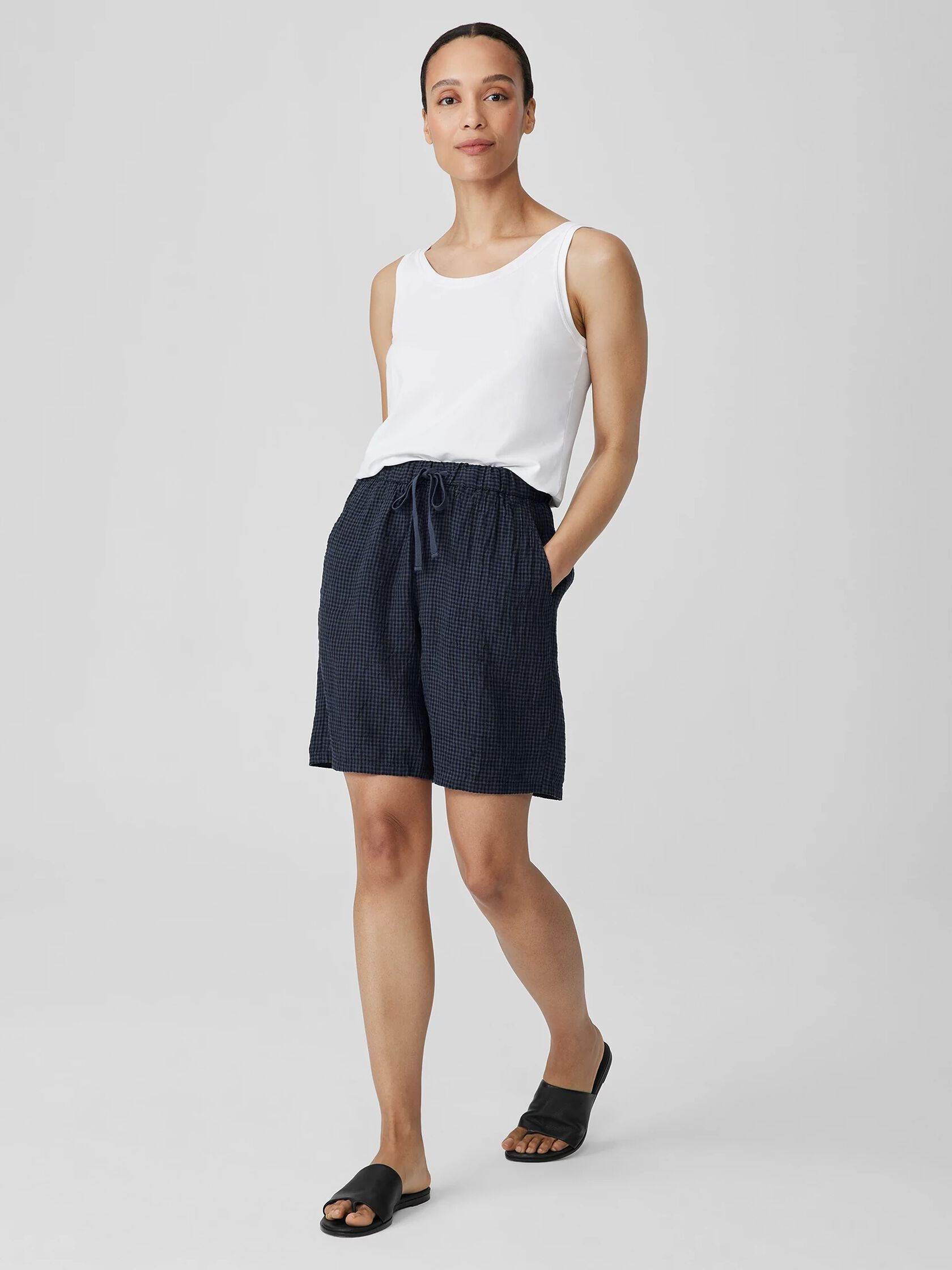 Puckered Organic Linen Shorts | Eileen Fisher