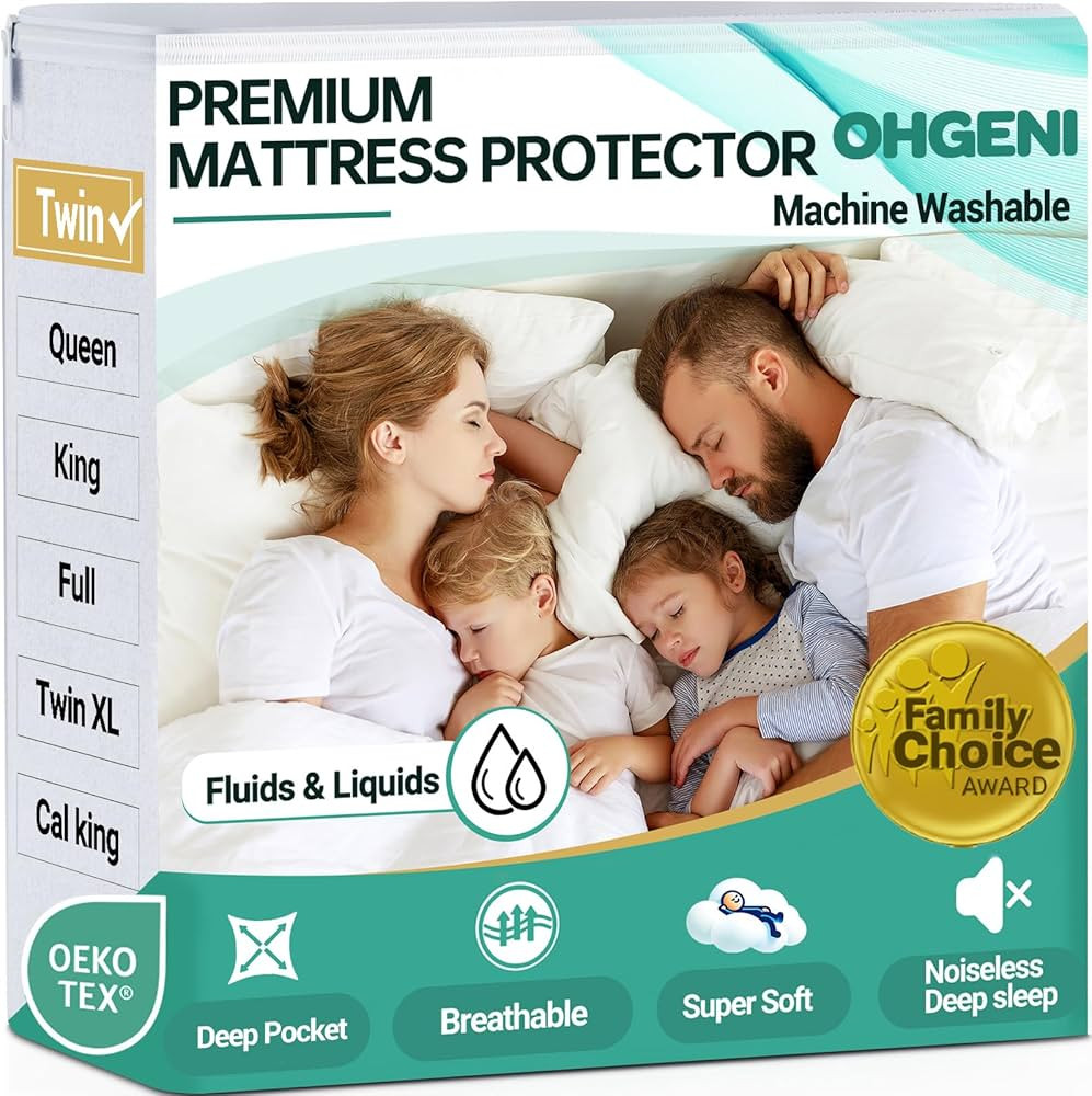 OhGeni 100% Waterproof Mattress Protector, Twin Size, 6''-14'',Fitted Sheet with Deep Pockets, Pr... | Amazon (US)
