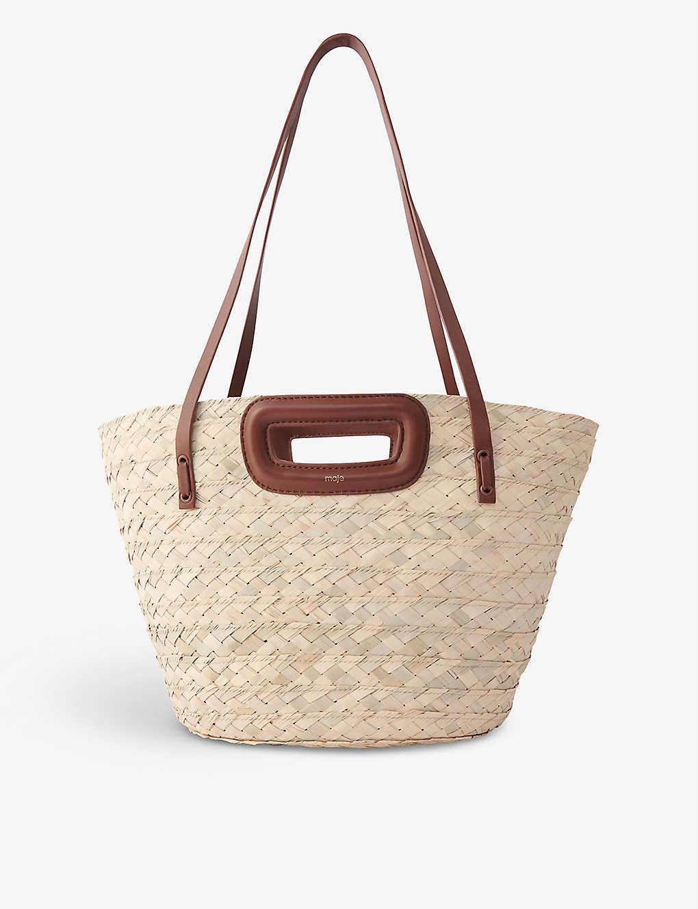 Logo-print palm-woven basket bag | Selfridges