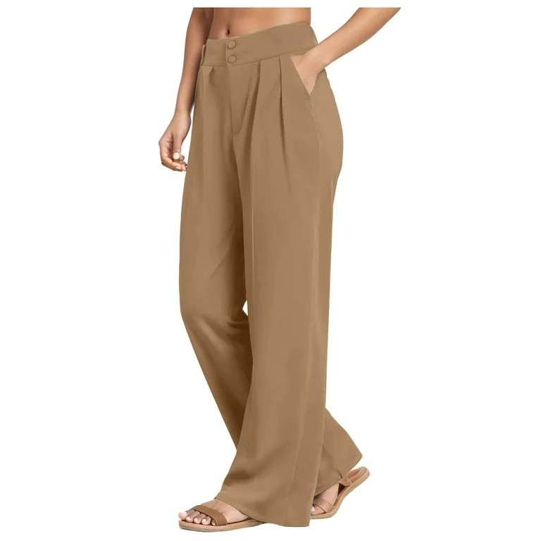 zaveiop Elastic Business Trousers with Straight Leg Design Ideal for Everyday Wear Wide Leg Dress... | Walmart (US)