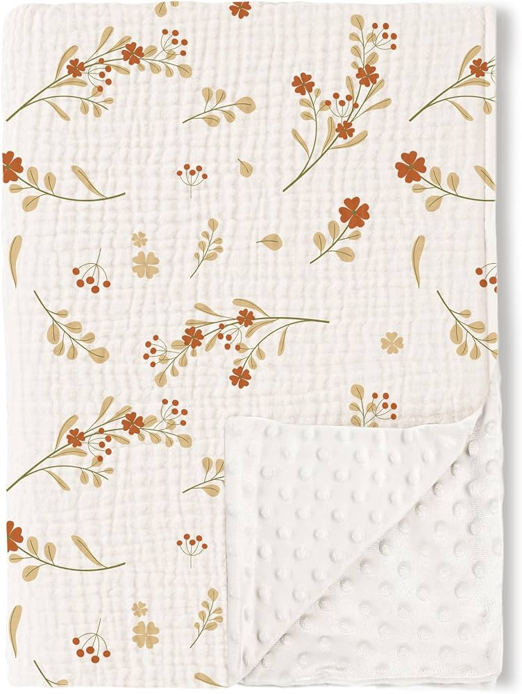 Konssy Baby Blankets for Unisex Boys Girls, Super Soft Nursery Minky Blankets with Muslin Cotton ... | Amazon (US)