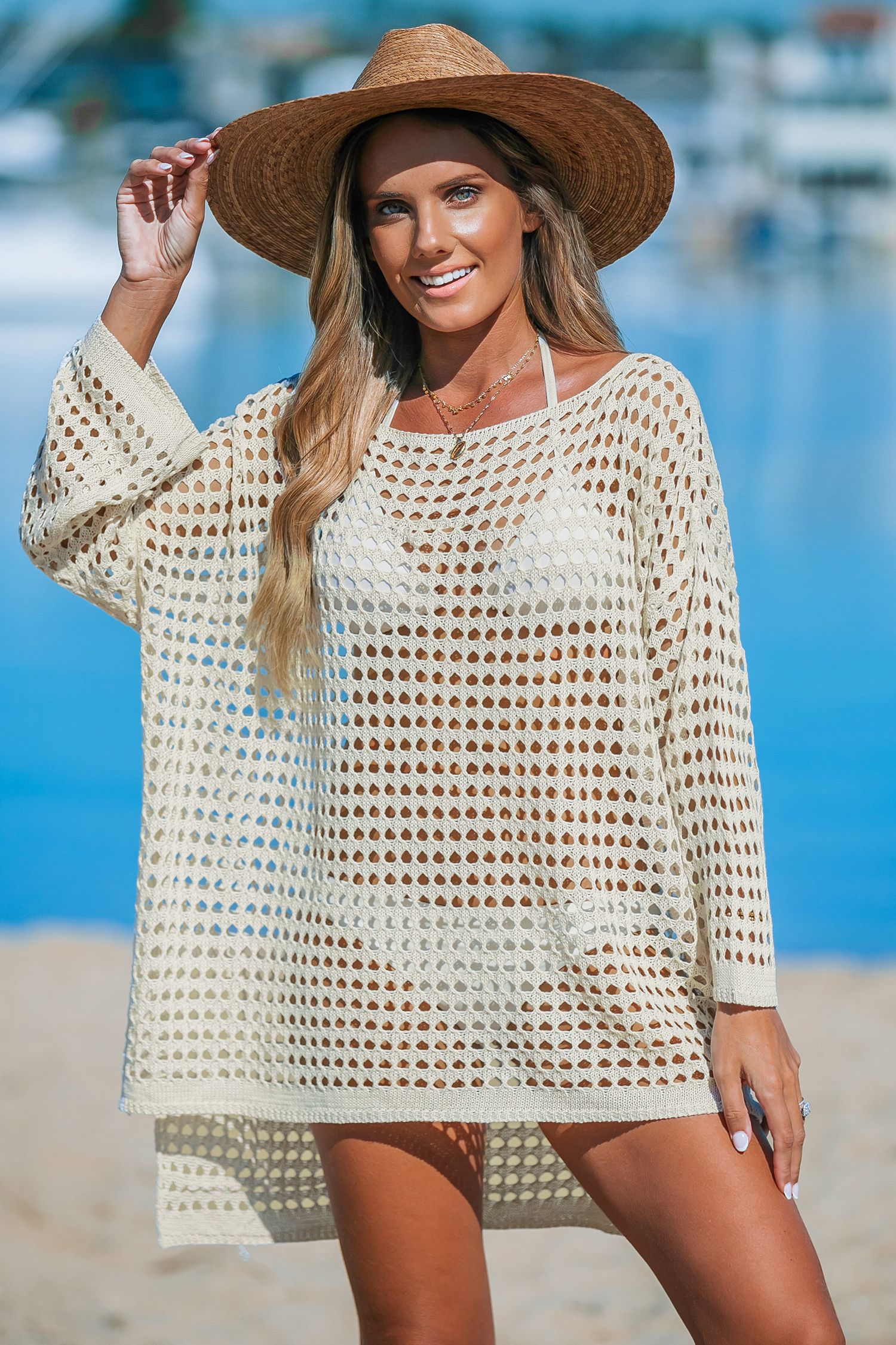 NewOpen Knit Boat Neck Mini Cover-Up | Cupshe US