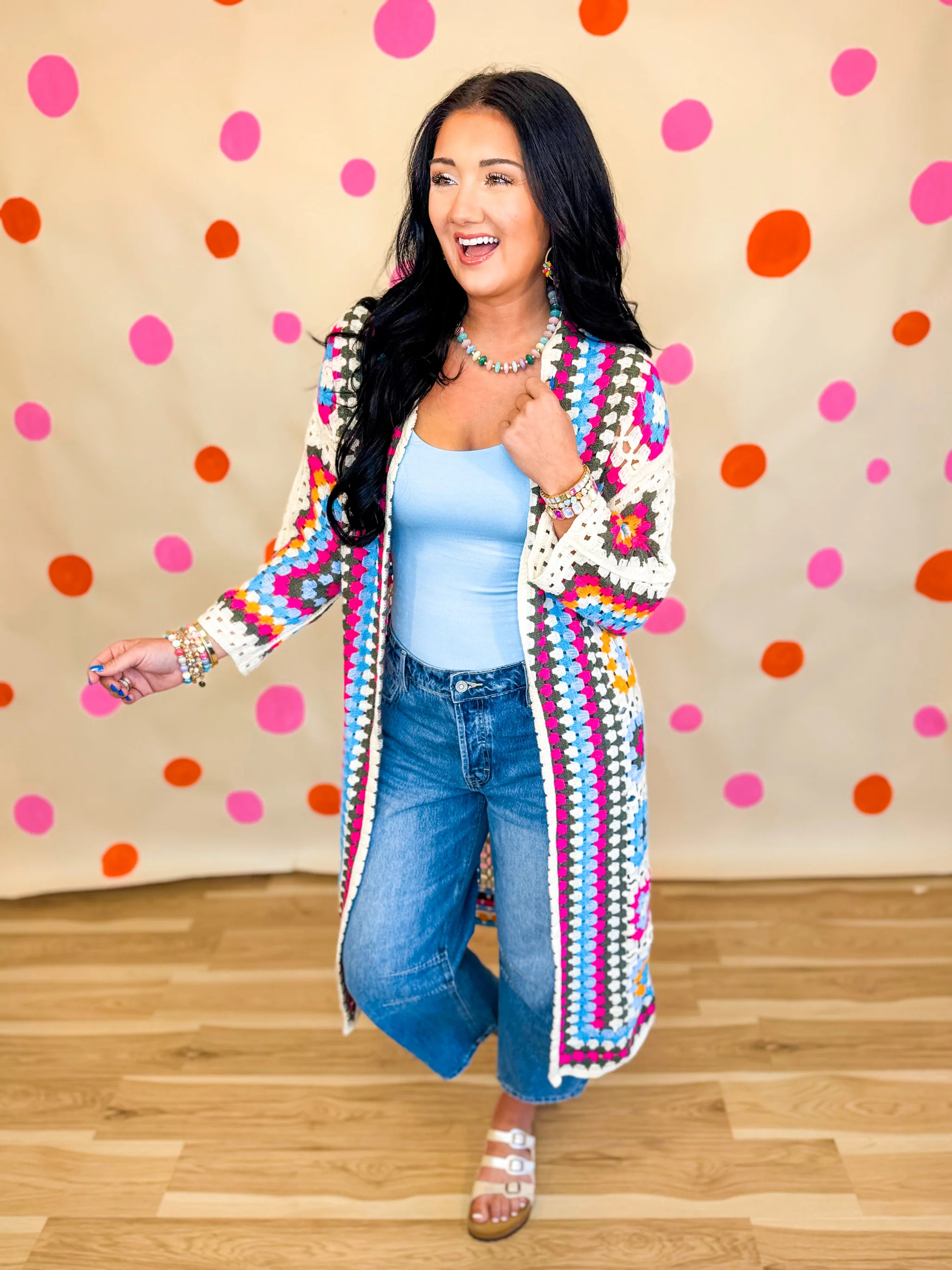 POL Granny Square Crochet Cardigan - Multicolor | Shop.app