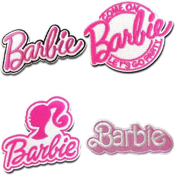 3D Doll Logo Pink Embroidery Sticker Patches 2 pcs Hot Iron Suitable for Jacket Jeans Hat Backpac... | Amazon (US)