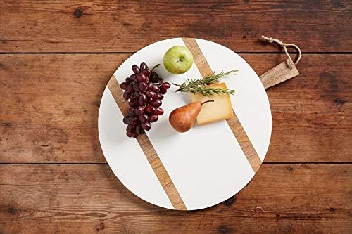 Mud Pie White and Natural Large Wood Board | Amazon (US)