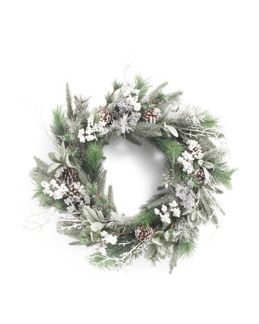 26in Snow Pine Wreath | TJ Maxx