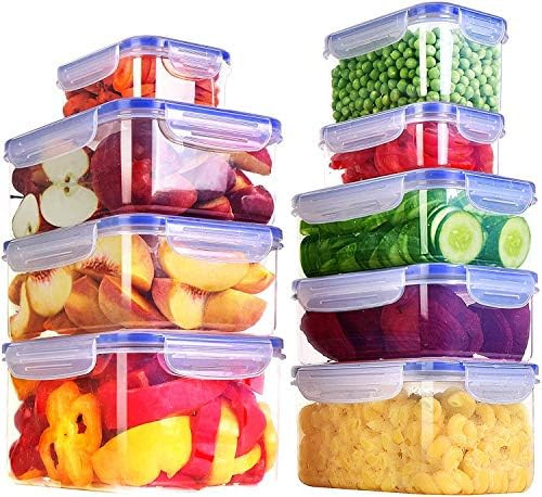 KICHLY Plastic Food Storage Container Set - 18 Pieces (9 Containers and 9 Lids) - Transparent Con... | Amazon (CA)