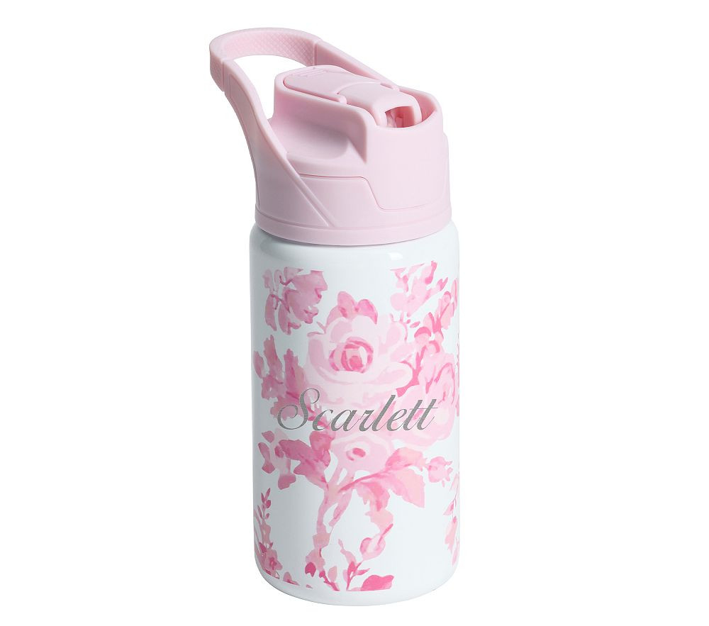 LoveShackFancy Pink Damask Floral Mackenzie Water Bottle | Pottery Barn Kids