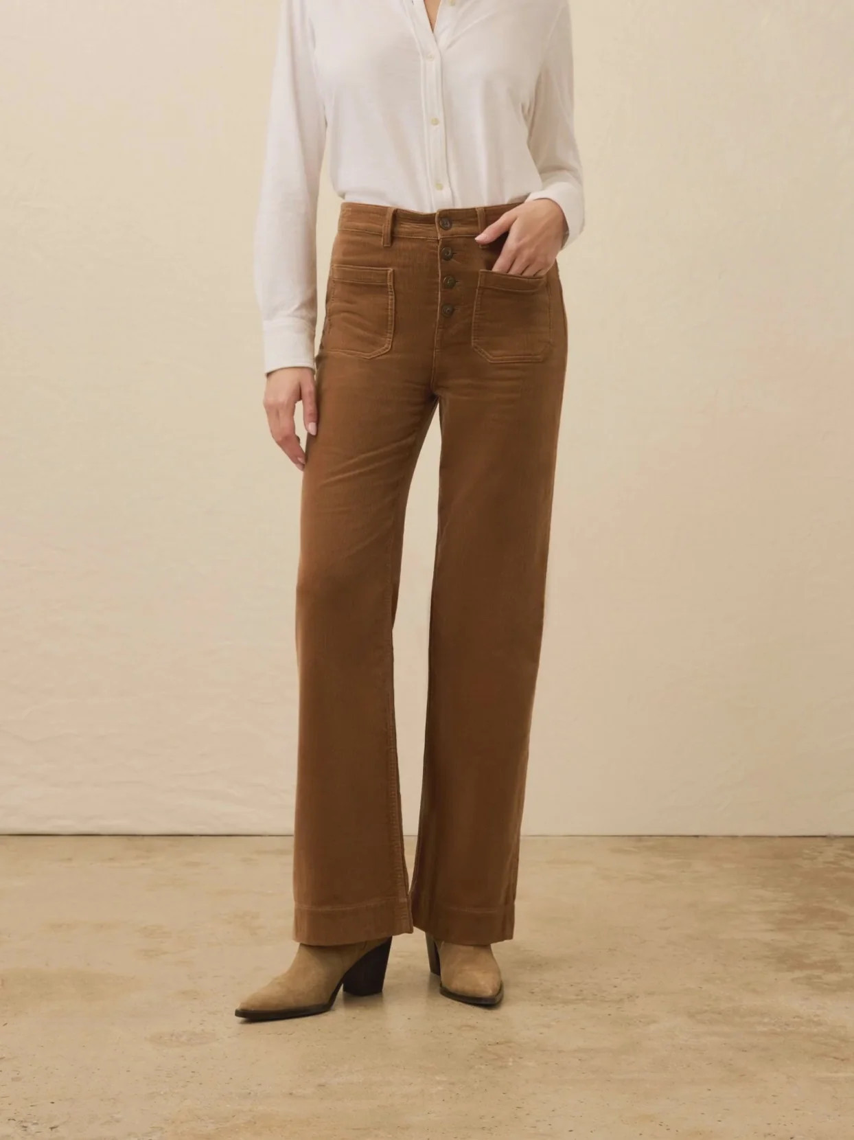 Stretch Terry Cord Patch Pocket Pant - Cord Brown | Faherty