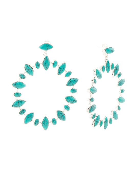 Made In India Sterling Silver Turquoise Statement Earrings | TJ Maxx