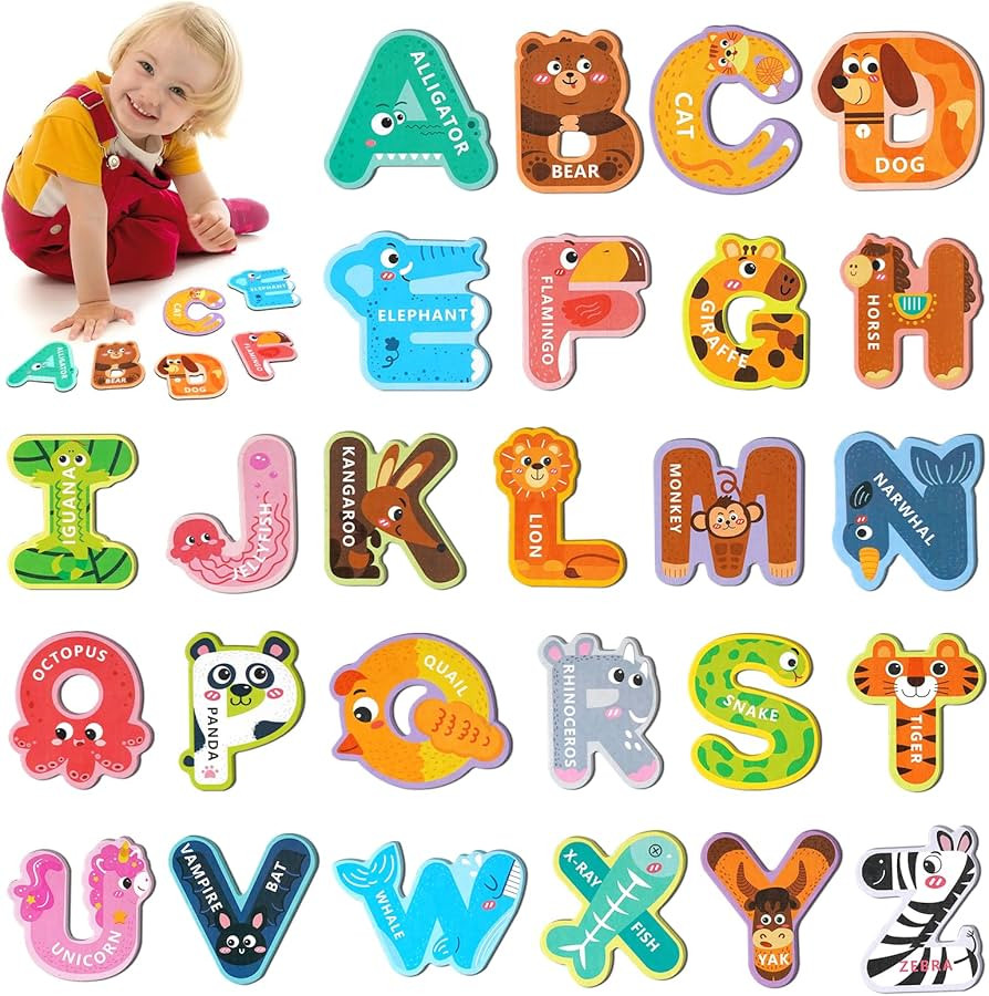 Magnetic Letters for Toddlers 1-3, 26PCS Cute Animal Alphabet Magnets Letters Learning Toys for T... | Amazon (US)