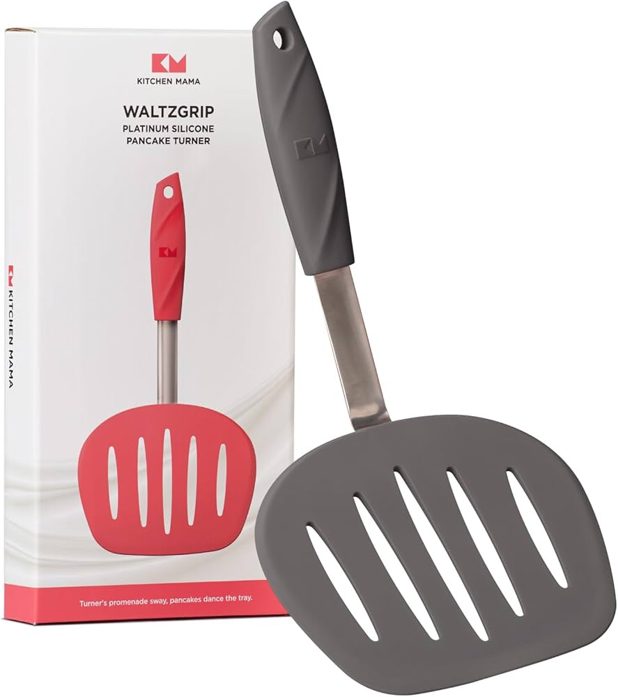Kitchen Mama WaltzGrip Platinum Silicone Pancake Spatula Turner: Heat-Resistant, Slotted Tapered ... | Amazon (US)