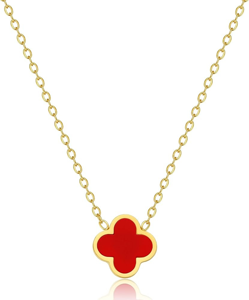 Four Leaf Clover Necklace for Women - Lucky Charm Gold Necklace, Dainty 18K Gold Plated Jewelry G... | Amazon (US)
