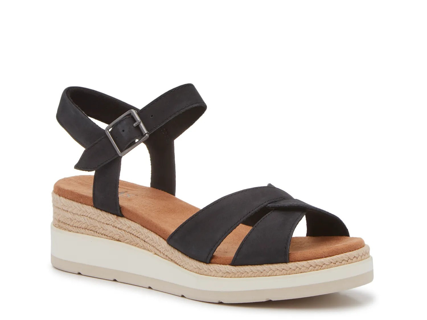 TOMS Margot Espadrille Wedge Sandal | Women's | Black | Size 7.5 | Sandals | Ankle Strap | DSW