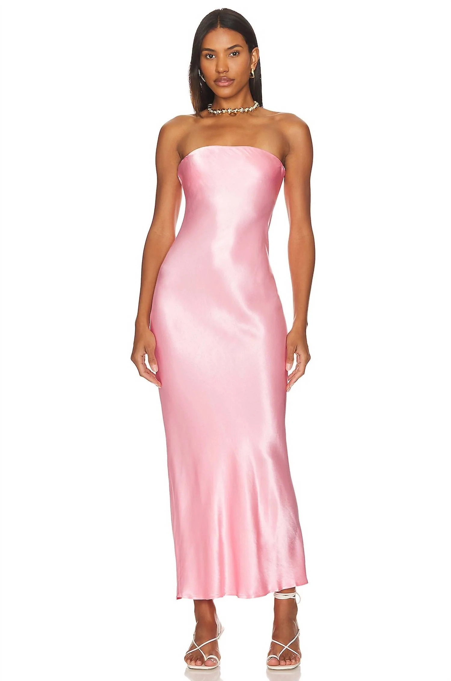 Angel Strapless Midi Dress In Pink | Shop Simon