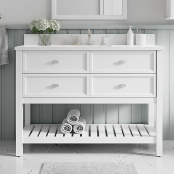 allen + roth Canterbury 48-in White Undermount Single Sink Bathroom Vanity with White Engineered ... | Lowe's