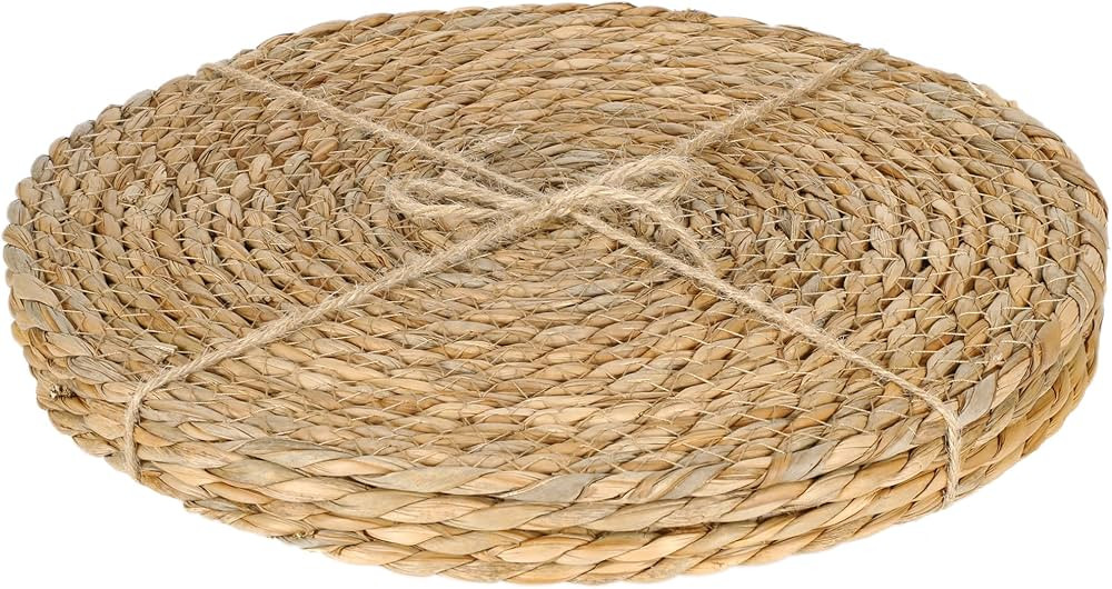 Round Woven Placemats Set of 4, Natural Rattan Round Placemats, Hand-Woven Rustic Farmhouse Boho ... | Amazon (US)