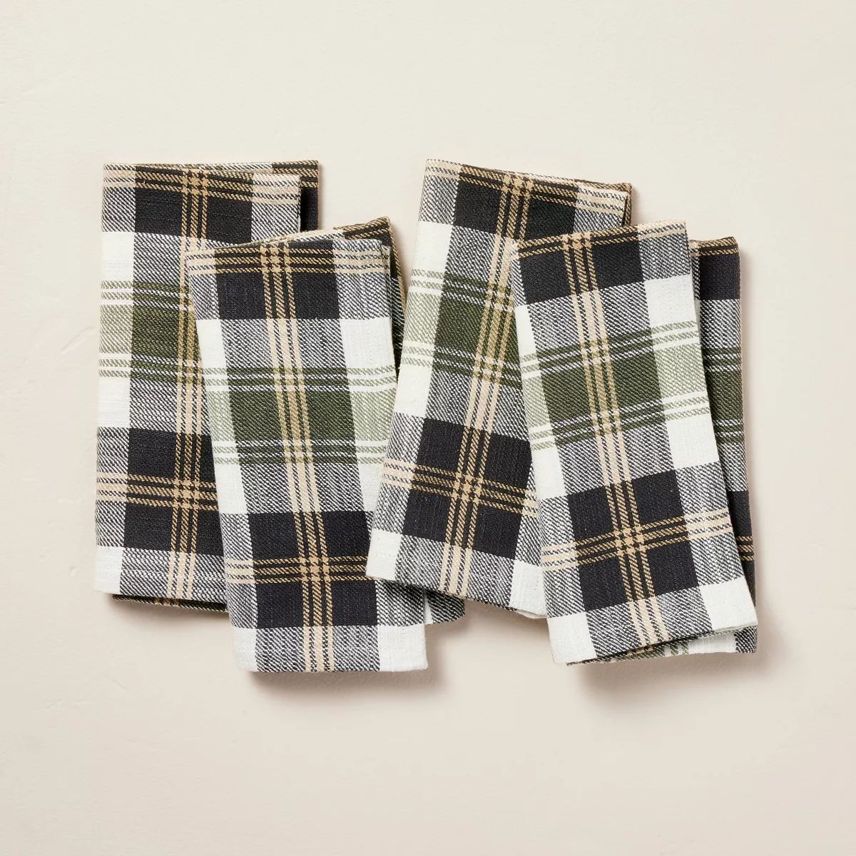 4pk Tartan Fall Plaid Cloth Napkins Green/Khaki/Gray - Hearth & Hand™ with Magnolia | Target