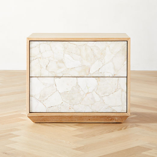 Rocca 2-Drawer Agate and White Oak Wood Nightstand + Reviews | CB2 | CB2
