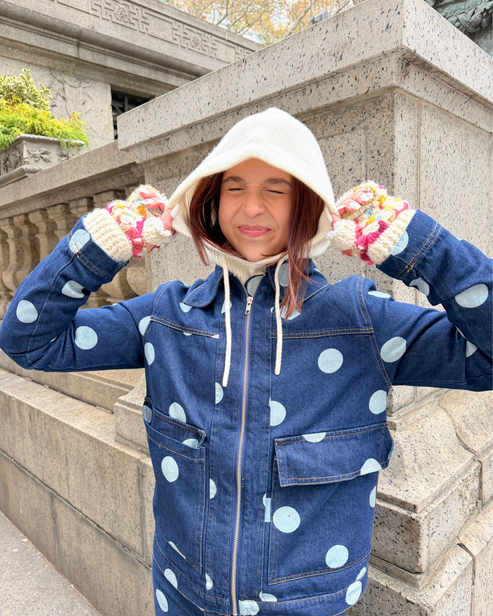 cold weather in NYC calls for some polka dots 💙🤍 

#LTKSeasonal #LTKHoliday #LTKTravel