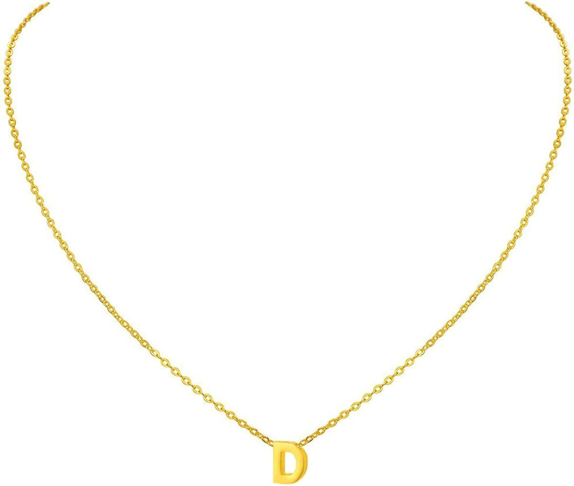 Amazon.com: Tiny Initial Necklace, 18K Gold Plated Stainless Steel Initial Necklace Dainty Person... | Amazon (US)
