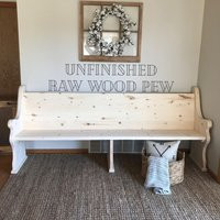 Unfinished - Church Pew Bench/Foyer, Entryway Furniture, Farmhouse Design, Dining Seating, Pew, Wooden | Etsy (US)