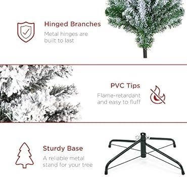Best Choice Products 6ft Pre-Lit Snow Flocked Artificial Holiday Christmas Pine Tree for Home, Of... | Amazon (US)