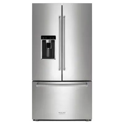 KitchenAid 23.8-cu ft Counter-depth French Door Refrigerator with Ice Maker (Stainless Steel with... | Lowe's